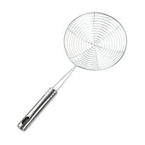 Extra Large Spider Strainer Skimmer Spoon for Frying and Cooking - Set of 1 Stainless Steel Wire Pasta Strainer with Long Handle, Professional Kitchen Skimmer Ladle Kitchen Use(Silver,13.4x5.9")