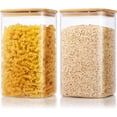 thumbnail image 1 of Extra Large Square Glass Flour & Sugar Storage Containers with Airtight Lids, 168oz 2 Pack Glass Jars with Bamboo Lids, Air tight Pantry Food Storage Containers for Cereal, Pasta, Rice Organizers, 1 of 6