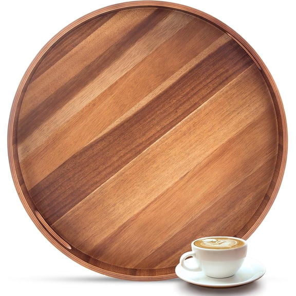 Extra Large Square Wood Tray, Generously 22" Acacia Serving Trays for Large Ottoman Coffee Table, Giant Square Shape Sofa Tray with Handles, Kitchen Organizer Storage Trays Huge Counter Serveware