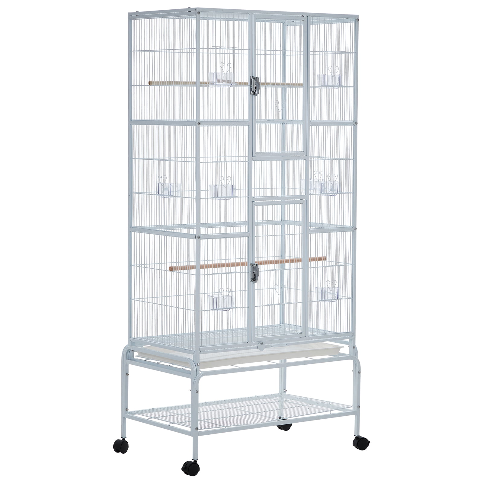 Stackable Play Ladders Extra Large Stackable Bird Cage & Playstand Set – Wrought Iron, Rolling ...