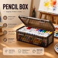 thumbnail image 1 of Extra Large Stackable Translucent Plastic Pencil Case Box with Dual Locking Latches, Multipurpose Desk Drawer Organizer for Pens Pencils Markers Erasers Tape Craft Supplies, Black, 1 of 8