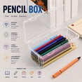 thumbnail image 1 of Extra Large Stackable Translucent Plastic Pencil Case Box with Dual Locking Latches, Multipurpose Desk Drawer Organizer for Pens Pencils Markers Erasers Tape Craft Supplies, White, 1 of 8