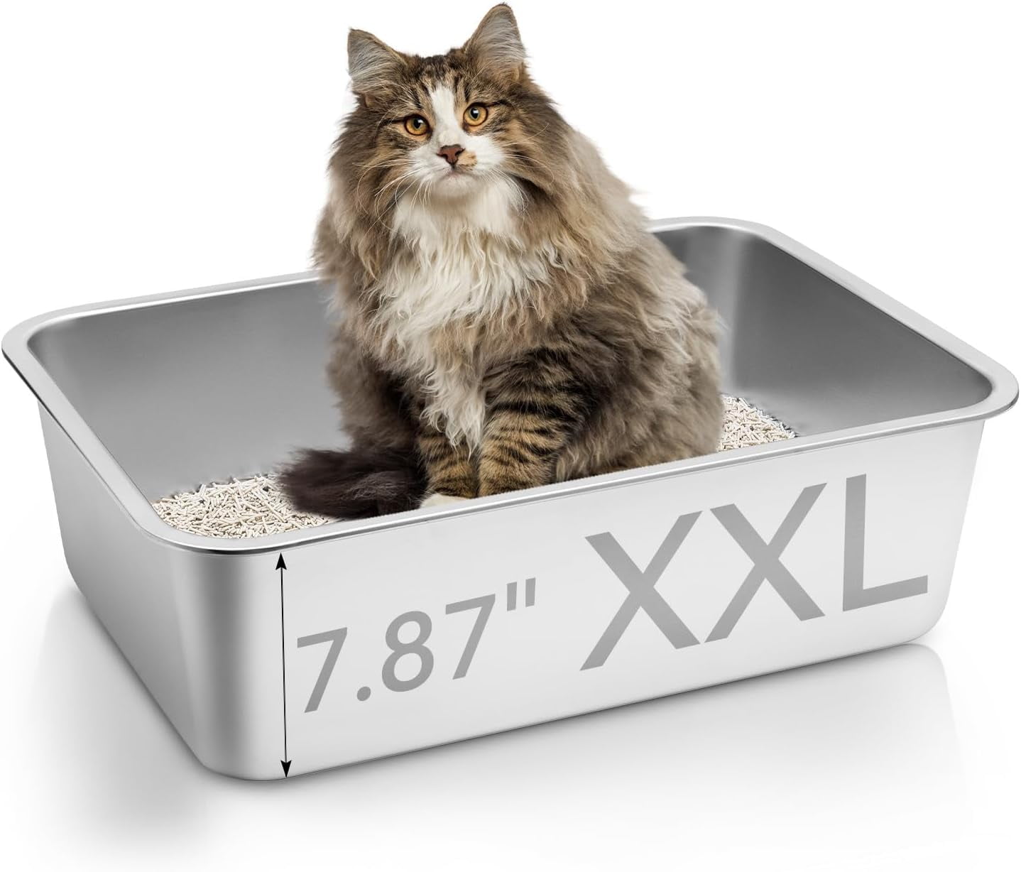 Extra Large Stainless Steel Cat Litter Box with High Sides,XL Metal