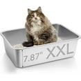 Extra Large Stainless Steel Cat Litter Box with High Sides,XL Metal