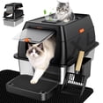 thumbnail image 1 of Extra Large Black Stainless Steel Litter Box With Lid, Leak Proof Design, 1 of 9