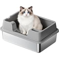 thumbnail image 1 of Extra Large Stainless Steel Cat Litter Box with Lid, High Sided Leak Proof Design, Easy Clean Enclosed Metal Tray 60x40x27cm, Gray, 1 of 8