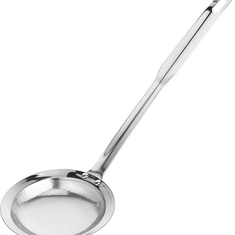 Extra Large Long Handle Fine Mesh Stainless Steel Fat Skimmer Spoon ...