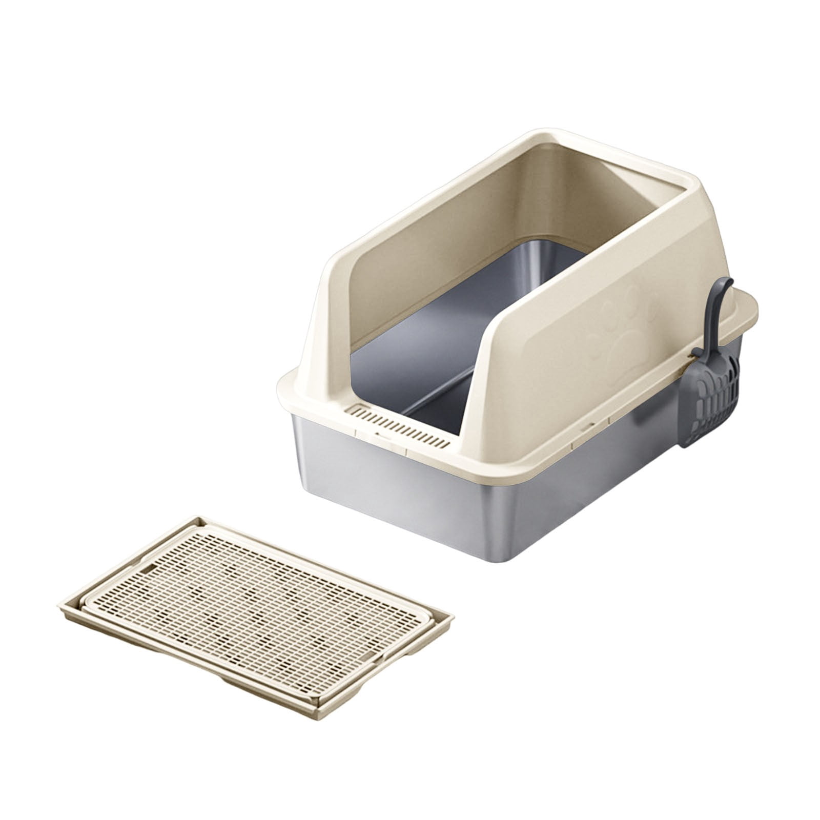 Extra Large Stainless Steel Litter Box for Big Cats Litter Pan with High Sides | Anti-Urine Leakage, Non-Stick & Odor Resistant | Easy Cleaning Pet Toilet Supplies with Scoop& Mat Included