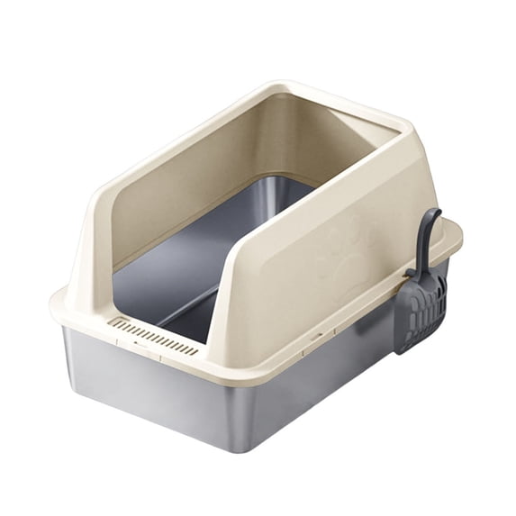 Extra Large Stainless Steel Litter Box for Big Cats Litter Pan with High Sides | Anti-Urine Leakage, Non-Stick & Odor Resistant | Easy Cleaning Pet Toilet Supplies with Scoop Included