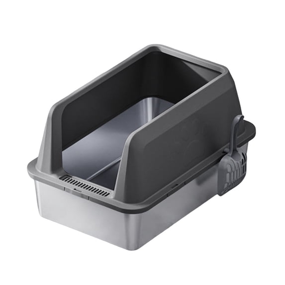 Extra Large Stainless Steel Litter Box for Big Cats Litter Pan with High Sides | Anti-Urine Leakage, Non-Stick & Odor Resistant | Easy Cleaning Pet Toilet Supplies with Scoop Included