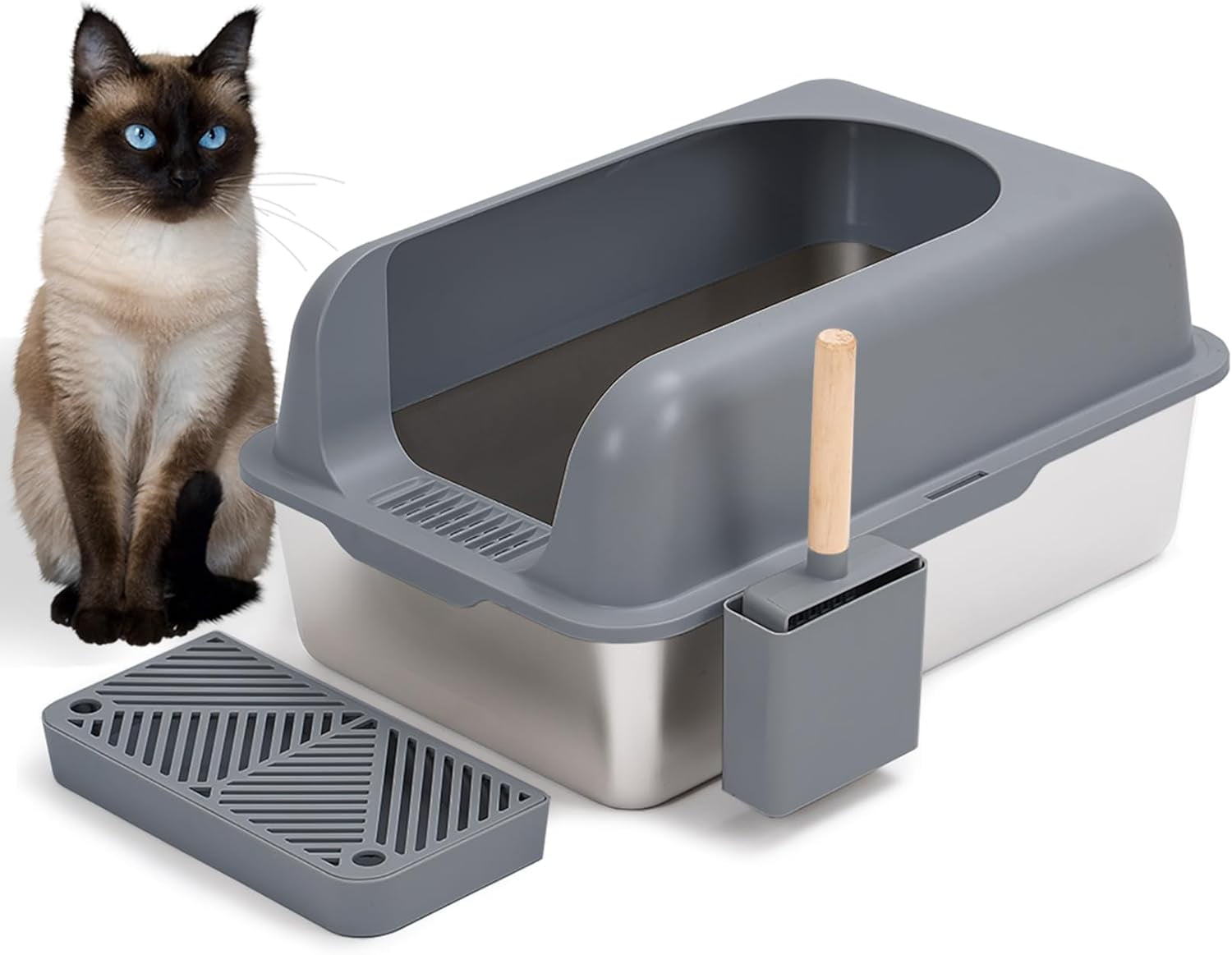 Stainless steel litter box with lid cat litter box enclosure high sided kitty litter box extra large litter box covered litter box 235 155