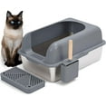 Extra Large Stainless Steel Litter Box with Lid, High Sides Covered
