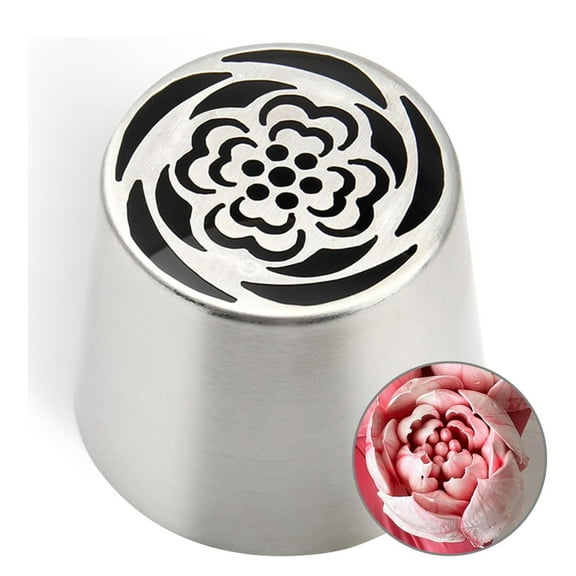 Extra Large Stainless Steel Russian Piping Nozzle - Floral Icing Tip for Cake Decorating, Cupcakes, Desserts & DIY Buttercream Flowers,Cookies Professional Baking Tools Silver