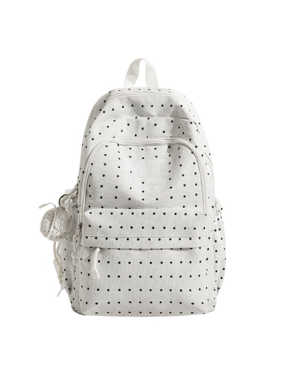 Extra Large Star Backpack 20.87" Nylon Dual-Use Water-Repellent Multi-Pocket for Travel Shopping (Beige)