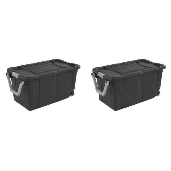 Extra Large Storage Bin, 40 Gallon Wheeled Plastic Storage Container with Handle,Pack of 2, Gray