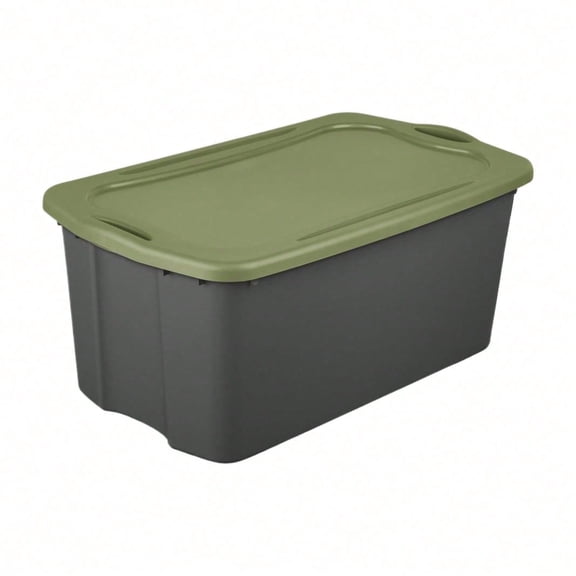 Extra-Large Storage Bin With Full-Grip Handles, Plastic Storage Container With Recessed Stackable Lid, Multipurpose Organizer For Moving, Garage, Basement & Home Organization