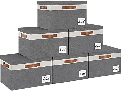 Extra Large Storage Bins with Lids 6 Pack, Foldable Fabric Storage ...