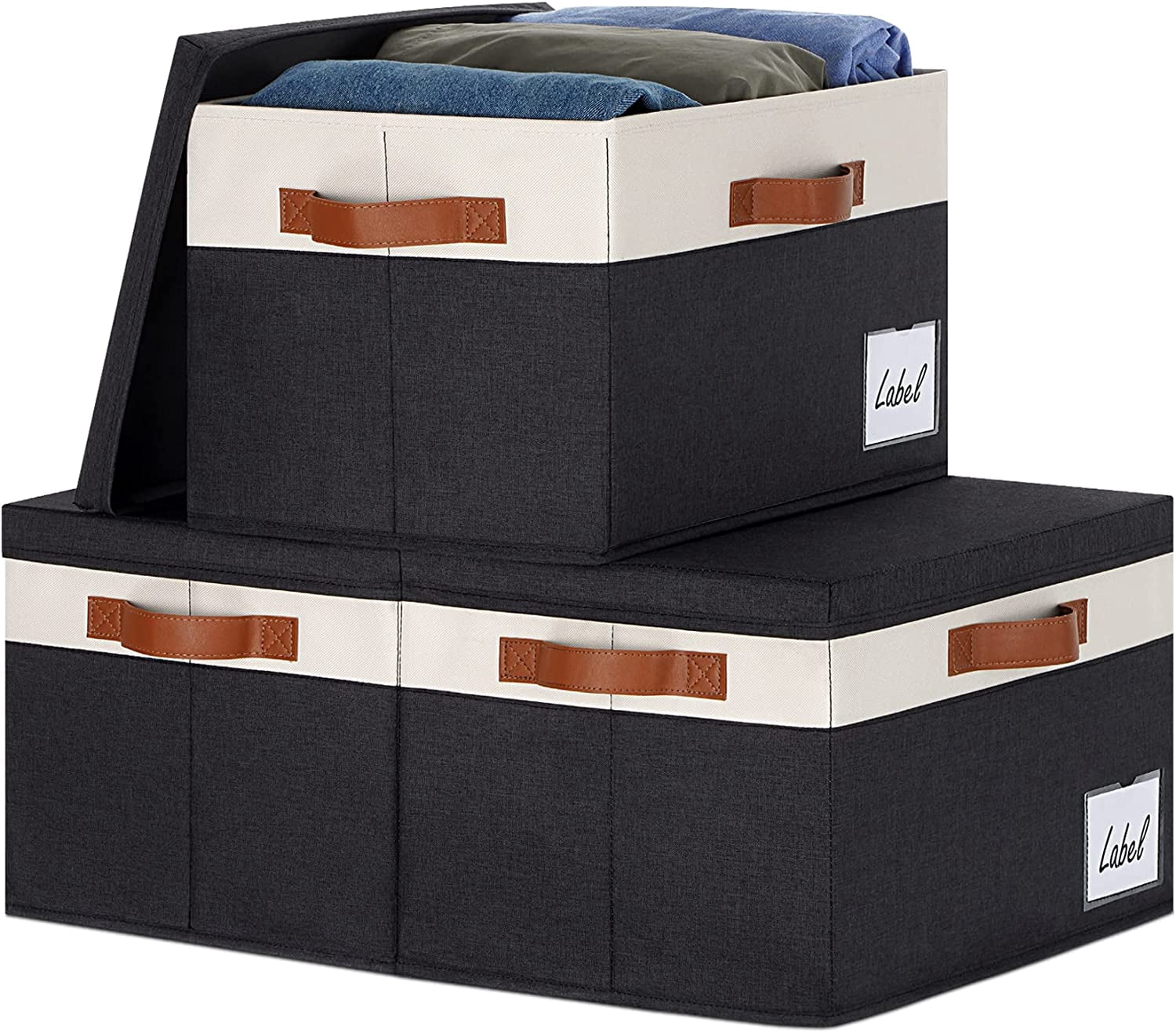 Extra Large Storage Bins with Lids, Foldable Fabric Storage Boxes with ...