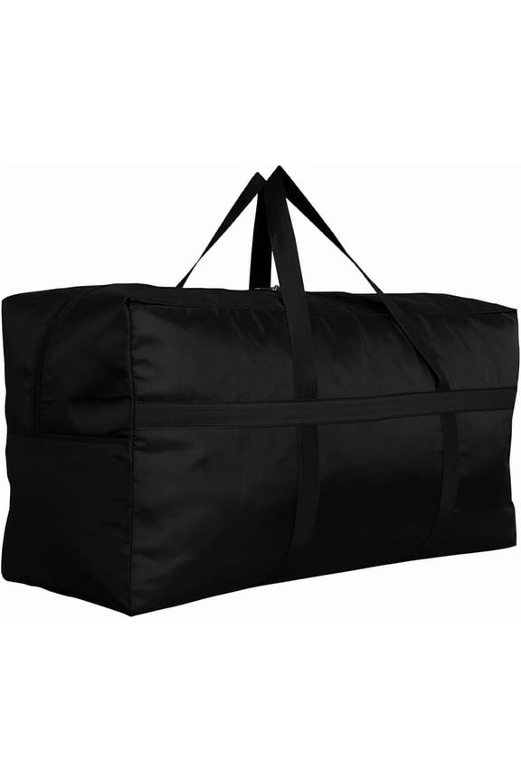 Extra Large Foldable Storage Duffle Bag with Sturdy Zippers and Comfort Handles, 35" L x 11.8" W x 19" H Black Travel Luggage