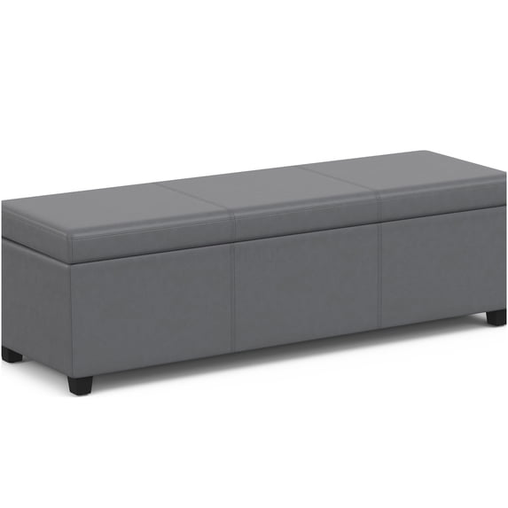 Extra Large Storage Ottoman Bench, Dark Gray Faux Leather Upholstered Foot Rest Stool with Hidden Storage Compartment for Living Room