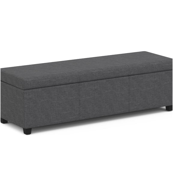 Extra Large Storage Ottoman Bench with Hidden Compartment, Dark Gray Upholstered Fabric Seat, Multi-Functional Foot Rest Stool for Living Room Bedroom