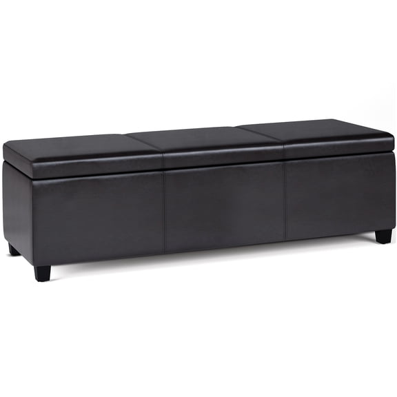 Extra Large Storage Ottoman Bench with Faux Leather Upholstery, Dark Brown
