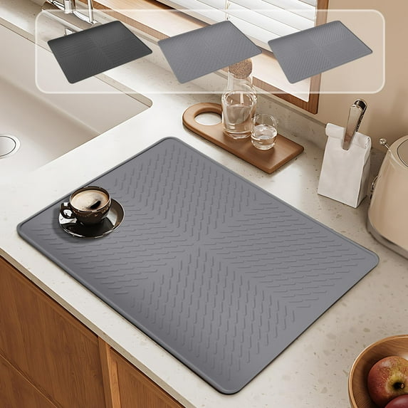 Extra Large Stove Cover Mat 28x20 Inch | Non-Slip Silicate Kitchen Counter Protector | Heat Resistant Up to 446°F | Multi-Purpose Tablecloth, Drying Mat | Easy Clean, Gray