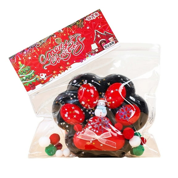 Extra Large Stress Relief Toy, Christmas Cats Paw Pinching Toy, Soft Elastic Decompression Kneading Toy with Festive Christmas Hats and Bells, Durable Non-Deforming Material for Adults and Kids