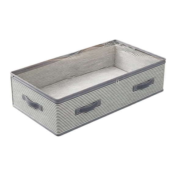 Extra Large Striped Under Bed Storage Bag, Moistureproof Non-Woven Organizer with Clear Window & Handles (Gray)