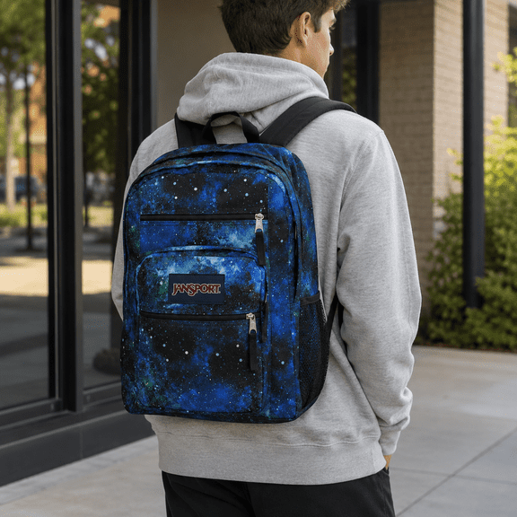 Extra Large Student Laptop Backpack Galaxy Print Multi Compartment School Bag