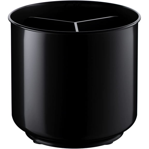 Extra Large and Sturdy Rotating Utensil Holder Caddy with No-Tip Weighted Base, Removable Divider and Gripped Insert, Rust Proof and Dishwasher Safe by Cooler Kitchen, Black