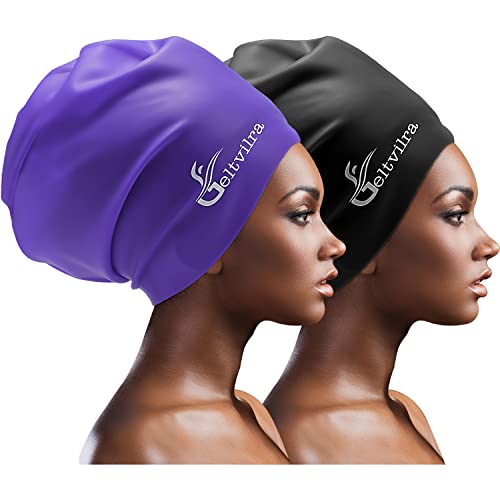 Extra Large Swim Swimming Cap for Braids and Dreadlocks Long Hair Black