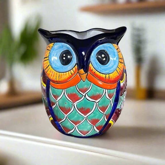 Extra Large Talavera Owl Planter | Hand-Painted Mexican Dcor
