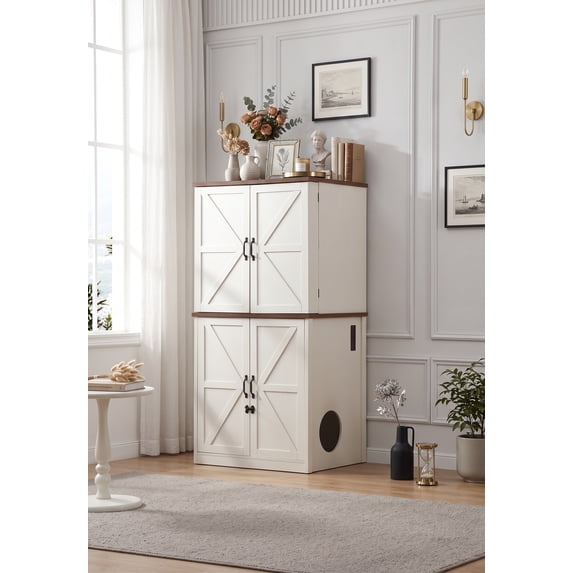 Extra Large Tall Cat Litter Box Cabinet for Automatic Litter Box, Built ...