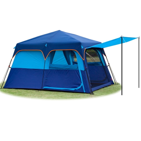 Extra Large Tent 6-10-12-14 Person(a) Family Cabin Tents 2 Rooms 3 Doors And 3 Windows With Mesh Straight Wall Waterproof Double Layer Big For Outdoor Picnic Camping Gathering