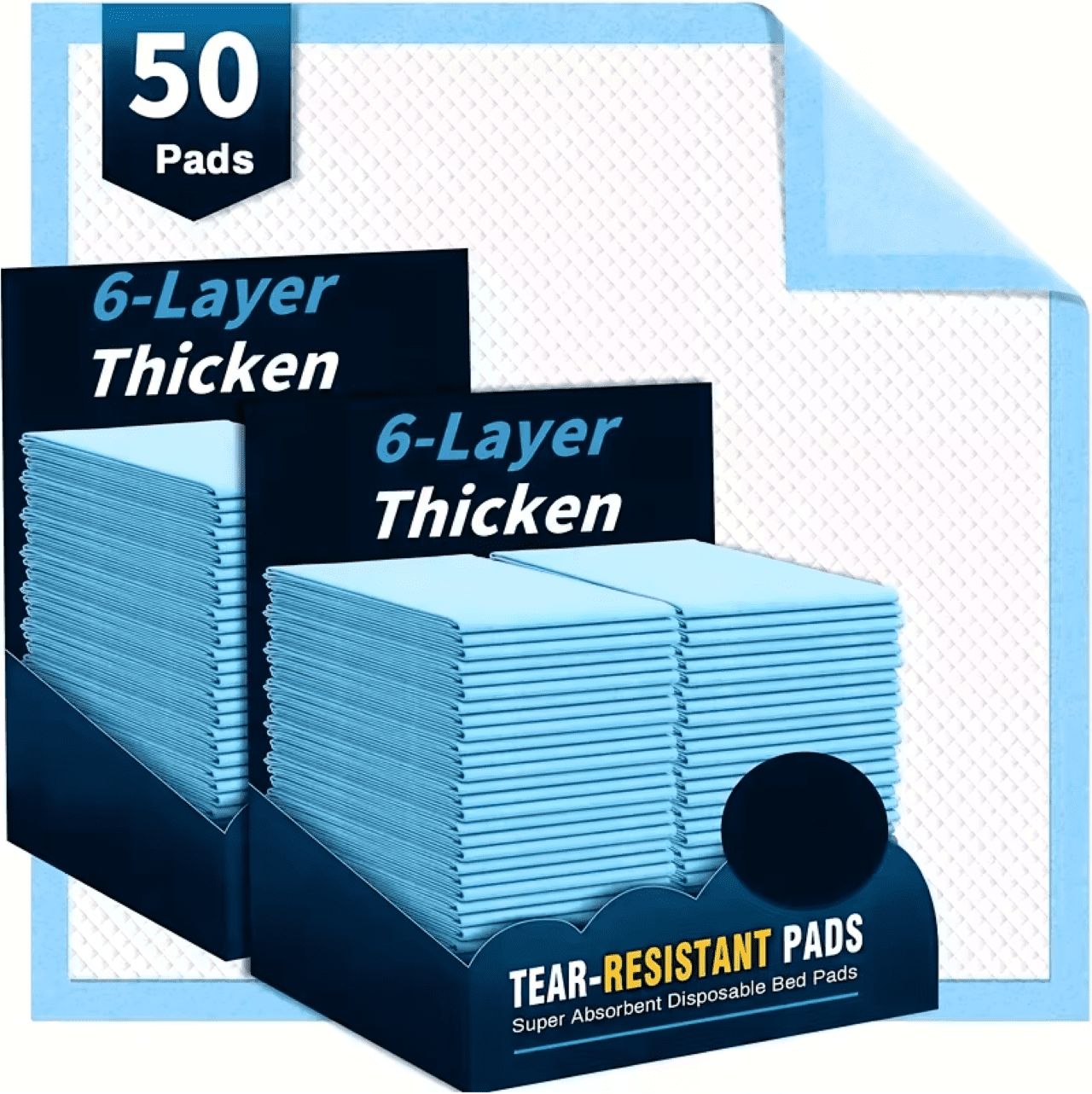 Extra Large Thickened Disposable Puppy Pads – Super Absorbent 6-Layer Leak-Proof Training Pads for Dogs (24×24 / 28×34 Inch)
