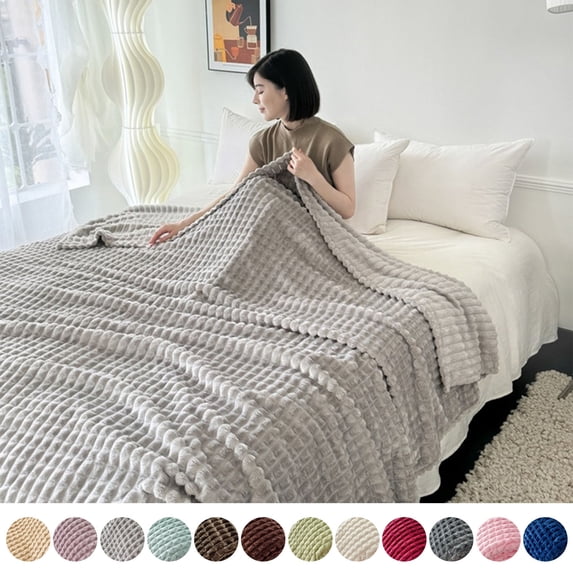 Extra Large Throw Blanket for Couch Home Office Hotel 100% Cotton Super Soft Blanket Blue 47"x70" by Xuniizn