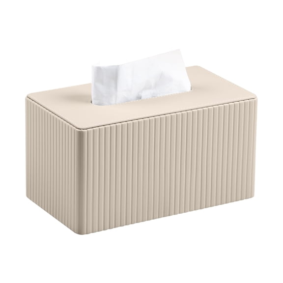 Extra Large Tissue Box Cover for Standard Size 180 to 230 Count Box of Tissues, PU Leather Rectangle Tissue Holder with Magnetic Closure (Beige)