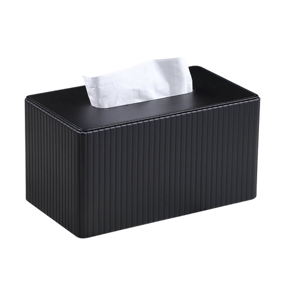 Extra Large Tissue Box Cover for Standard Size 180 to 230 Count Box of Tissues, PU Leather Rectangle Tissue Holder with Magnetic Closure (Black)