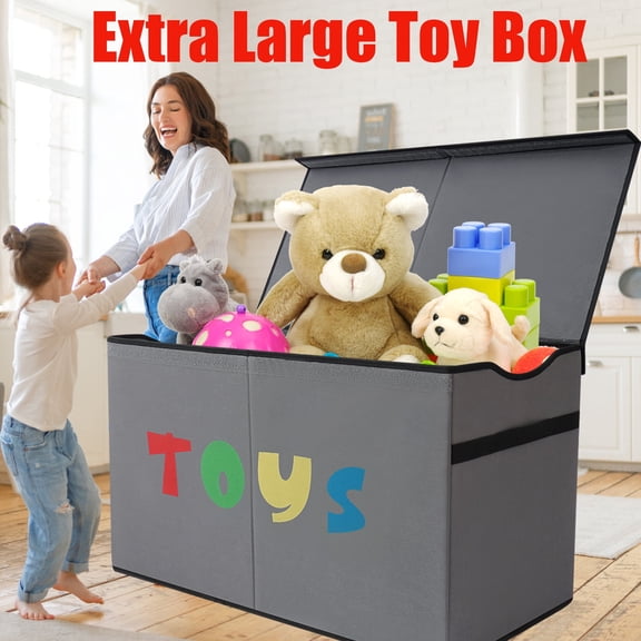 VICTORICH Extra Large Toy Box Chest with Lid, Collapsible Kids Storage Bin for Playroom and Nursery