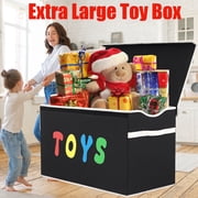 VICTORICH Extra Large Child Collapsible Toy Storage Fabric 32 gal Kids Room Toy Chest, Black