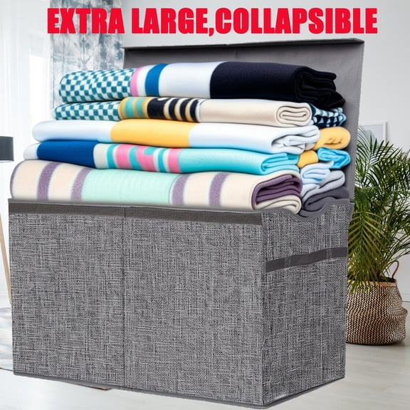 Extra Large Toy Box Chest, Collapsible Sturdy Storage Bins with Lids, Extra Large Kids Toy Storage Organizer Boxes Bins Baskets for Kids, Boys, Girls, Nursery Room, Playroom, Closet