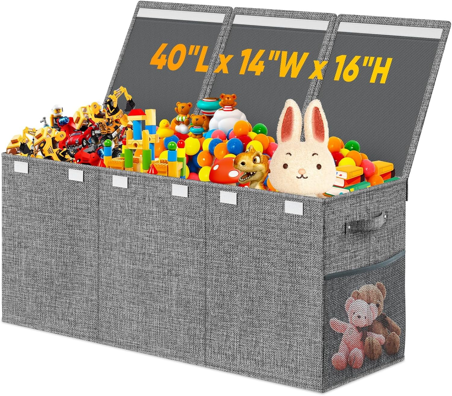 Extra Large Toy Storage Box with Lid Divider, Sturdy Collapsible