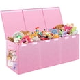 thumbnail image 1 of Extra Large Toy Box, Collapsible Sturdy Kids Toy Chest for Boys, Girls,Toy Chest Storage Box, 3 Side bags and Removable Lids, 40"X14"X16"，large toy box for Living Room, Bedroom,Pink, 1 of 10