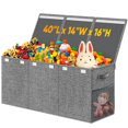 thumbnail image 1 of Extra Large Toy Box, Collapsible Sturdy Kids Toy Storage Storage Box with 2 Side bags and Removable Lids，large Toy Chest for Boys, Girls, Nursery, Living Room, Playroom,Gray, 1 of 9