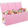 thumbnail image 1 of Extra Large Toy Box, Toybox for Kids Boys Girls, Collapsible Sturdy Toy Storage Organizer with Mesh Pockets, 41"x14"x16" Kids Storage Boxes Bins Baskets for Nursery, Playroom, Pink, 1 of 14