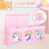 Extra Large Toy Chest, Collapsible Sturdy Toy Storage Organizer with Lids, 40"X14"X16" Large Kids Toybox Storage Bins Baskets for Girls, Boys, Nursery, Playroom, Pink