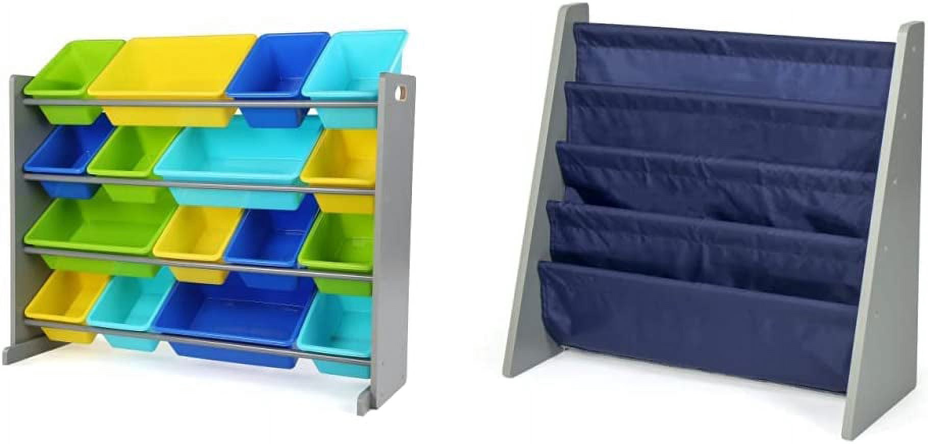 ExtraLarge Toy Organizer with 16 Storage Bins and Book 4 shelves Kids