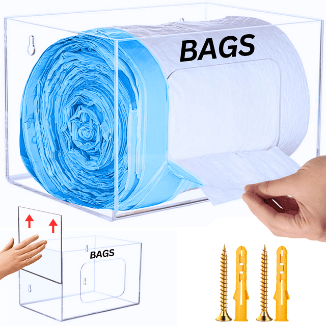 Extra Large Trash Bag Organizer with Lid, Wall Mount Garbage Bag Holder
