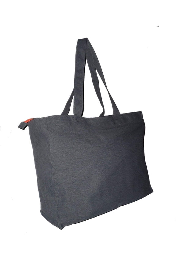 Extra Large Travel Day Tote Bag Heavy Duty Cotton Twill Zip Top Denim Blue